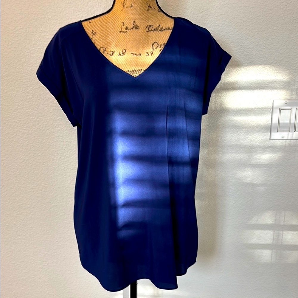 Blue Cap Sleeve Relaxed Blouse